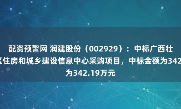 配资预警网 润建股份(002929):中标广西壮族自治区住房和城乡建设信息中心采购项目,中标金额为342.19万元