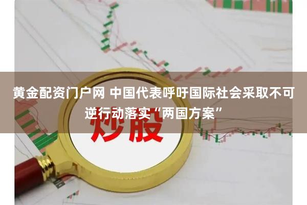 黄金配资门户网 中国代表呼吁国际社会采取不可逆行动落实“两国方案”
